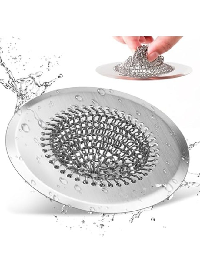 CLENEA Shower Drain Hair Catcher, Easy Clean Tub Drain Hair Catcher, Anti-Slip Drain Hair Catcher, Upgraded 304 Stainless Steel Bathtub Hair Catcher for Drain, Bathtub Drain Cover for Shower, Sink, Bathtub - Image 1